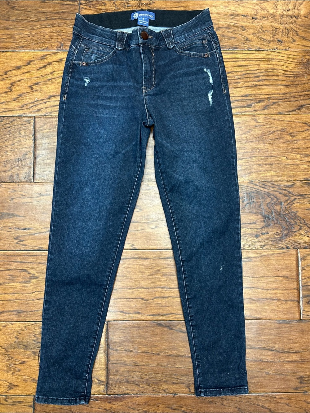 Democracy "Ab"solution Skinny Jeans in Dark Indigo Distressed Vintage Denim